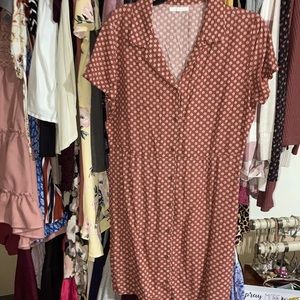 Orange redish vans dress.